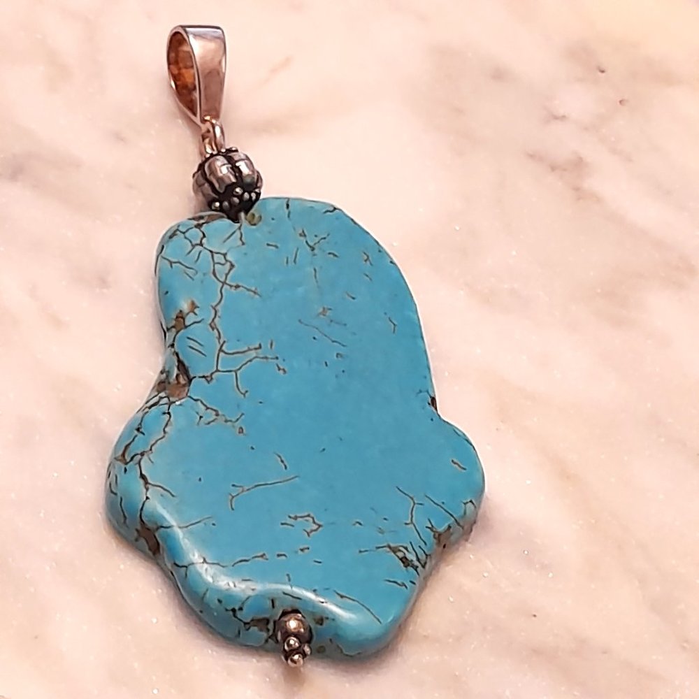 Unique Turquoise Stone with 925 Silver Pendant